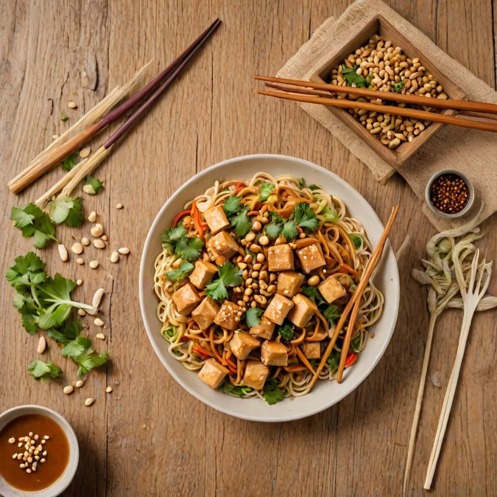 Makaron z tofu w sosie orzechowym - Przepis na orientalne danie