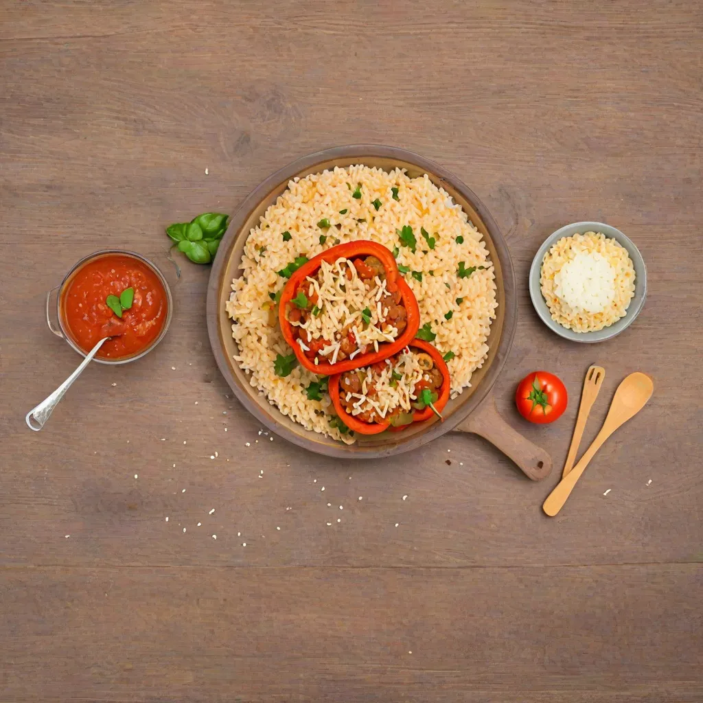 Papryka faszerowana ryżem i pieczarkami w sosie pomidorowym - Przepis na smaczne danie