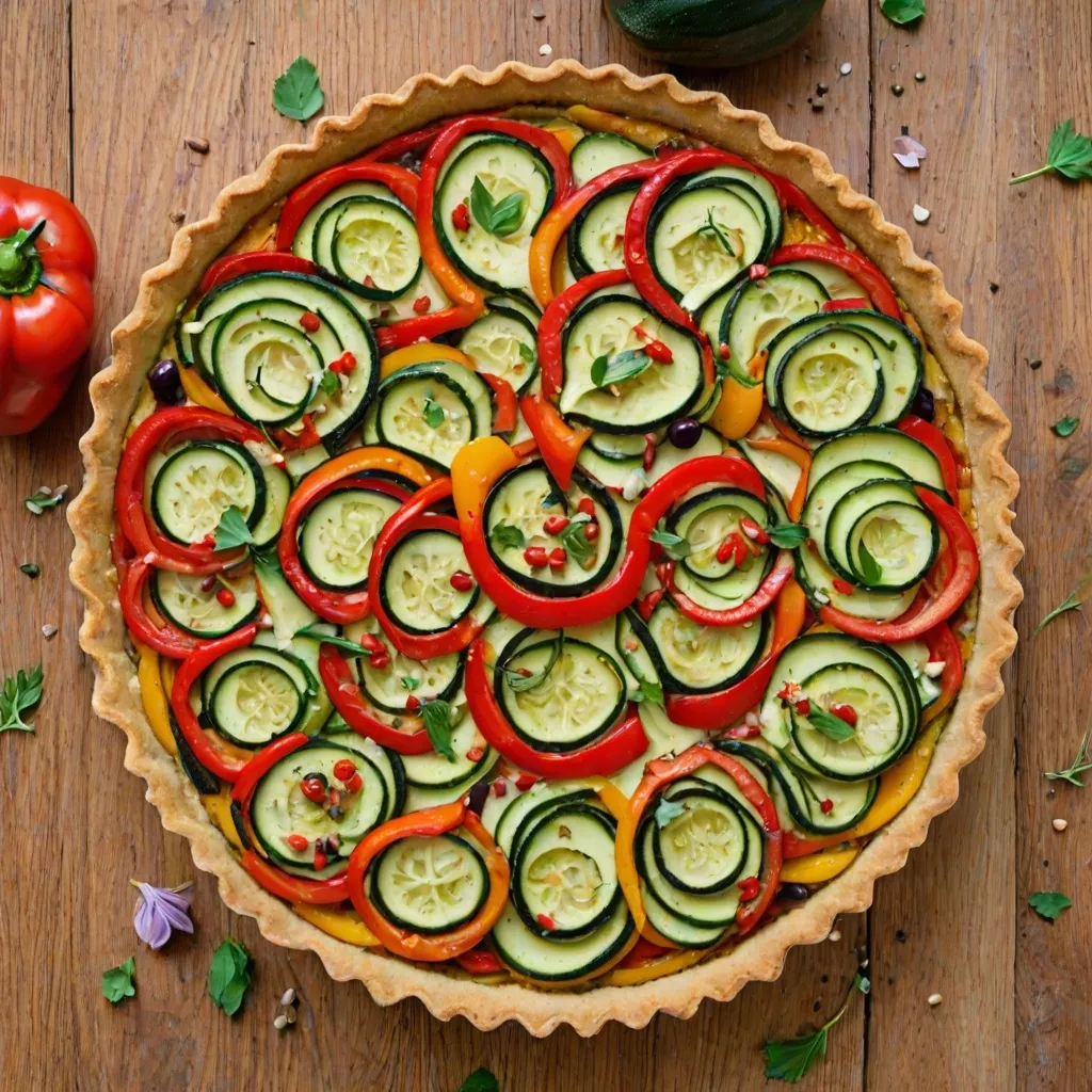 Wegańska tarta z cukinią i papryką